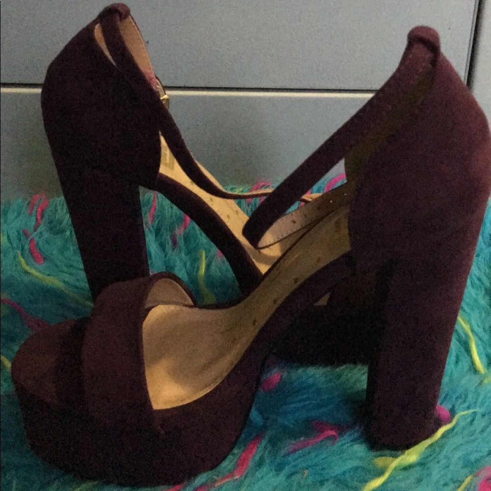 Purple (Wine) Ankle Strap Platform Heels